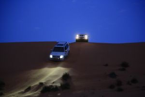 Driving over dunes is no small feat! (photo courtesy of Sarah Hale and AMIDEAST)